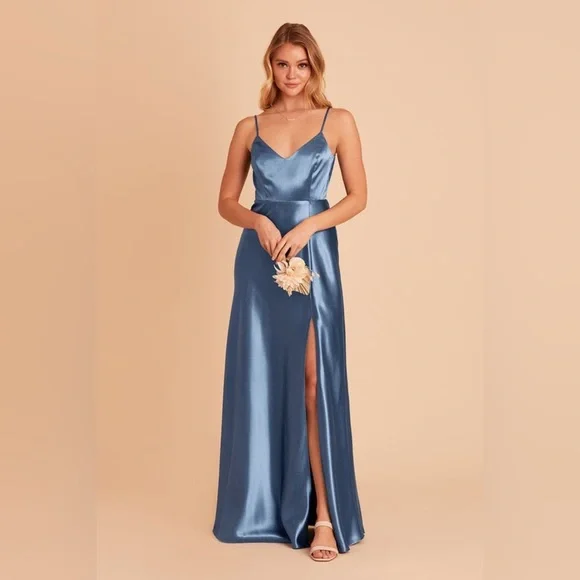 Birdy Grey | Dresses | Birdy Grey Jay Dress Shiny Satin Twilight Blue Small  | Poshmark